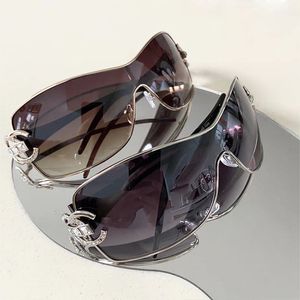 Цельные солнцезащитные очки в стиле ретро, женские солнцезащитные очки большого размера с запахом, Uv400, женские новые модные очки 2023, оттенки CC