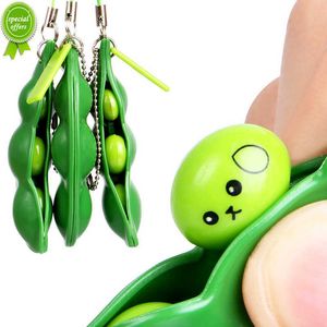 New Fidget Toys Pack Portachiavi Decompression Edamame Toys Squishy Squeeze Peas Beans Keychain Cute Stress Adult Toy Key Chain