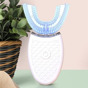 360 Degree Ultrasonic Automatic Electric Toothbrush USB Charging U-Shaped White Teeth Oral Care Cleaning Toothbrush Tooth Teeth Whitener DHL Free