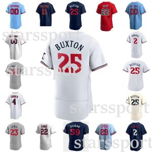 #25 Byron Buxton 2023 Twins Jersey Luis Arraez Carlos Correa Joey Gallo Jose Miranda Miguel Sano Joe Ryan Sanchez Jhoan Duran Minnesota Kepler Polanco Masculino Feminino Juventude