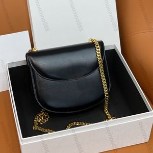 12A nuovissima mini borsa a catena per adolescenti di design di qualità a specchio 18,5 cm borsa da donna di lusso nera borsa con patta in vera pelle borse in pelle di vitello lucida borsa a tracolla con tracolla