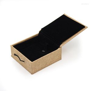 Ювелирные мешочки стиль деревянное пряжка льняное кольцо с длинной цепной подвеской для браслета подарочная коробка размер цветной бумаги встроенный черный слот для карты