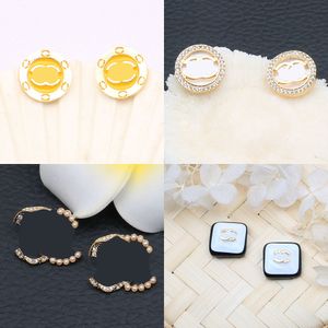 23ss 20style Mixed Brand Designer Double Letter Stud 18K Gold Plated 925 Silver Circle Geometry Women Crystal Rhinestone Pearl Earring Wedding