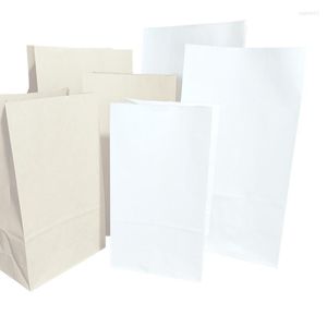 Presentförpackning 50st/utsökt Kraft Paper Bag Wedding Candy Recyclable Biscuit Bread Takeaway Environmentalal