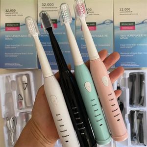 Hot Ultrassonic Electric Toothbrush Charging Charging Brecha de dente recarregável de dentes de dente de dente de dentes de dente de dentes adultos com 4pcs de substituição de cabeça de reposição