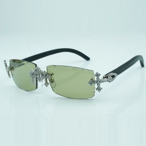 Fajne okulary przeciwsłoneczne Cross Diamond 3524031 z naturalnymi czarnymi drewnianymi nogami i soczewkami o średnicy 57 mm