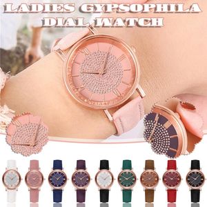 Wristwatches Simple And Stylish Red Gypsophila Watch Ladies Fashion Sun Pattern Roman Scale Quartz Luxury Top Gift