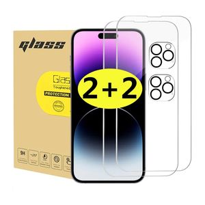 iPhoneのスクリーンプロテクター保護フィルムカメラガラス14plus 13 12 11 Pro max xs xs max empered Glass Factory Wholesale 2pack