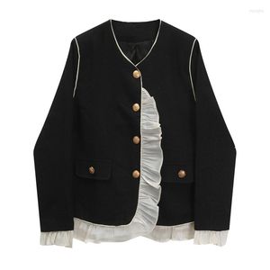 Женские куртки 2023 Французская шикарная винтажная повседневная куртка женская эстетика Outwear Свободная грудь