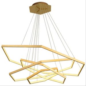 Lampadari Cerchio ad anello in oro per camera da letto Soggiorno Sala da pranzo Apparecchi di illuminazione a LED in acciaio inossidabile Hang Light Home Lighting Fixture