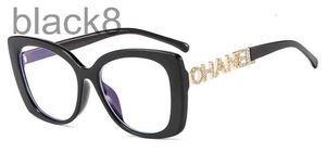 Designer de óculos de sol Novos lentes planas femininas com miopia elegante diamante cravejado anti -azul 44n3