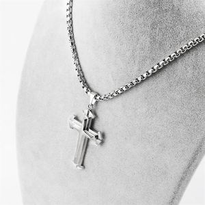 Pendant Necklaces For Mens Womens Trendy Religious Cross DIY Jewelry Box Chain 316L Long Choker Square Pearl Chains Accessories306E