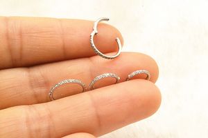Nose Rings Studs 10pcslot 316L Steel Seamless Hinged Segment Ring Clicker Ear Cartilage Hoop Septum Shine CZ 230325