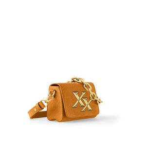 Bolsa de ombro único, bolsa crossbody, bolsa de couro da moda feminina com corrente de fivela dourada, elegante e simples, nova marca marrom preto