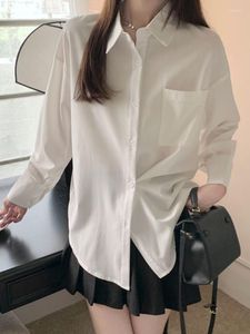 Camicette da donna 2023 Primavera Autunno Camicetta da donna Stile coreano Colletto rovesciato Camicia bianca a maniche lunghe da donna Top larghi (71320