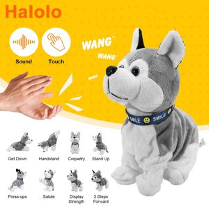 Electric/RC Animals Electronic Robot Dog Sound Control Kids Plush Toy Sound Control Interactive Bark Stand Walk Electronic Toys Dog For Baby Gifts 230325