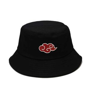 Wide Brim Hats Printed Bucket Hat Red Lucky Cloud Women Men Panama Bucket Cap Flat Visor Fisherman Hat Travel Sun Hat P230311