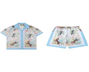 Luksusowy projektant Men039s Tshirts Mash Tiger Bowling Tshirt Hawaii Floral Leisure Silk Shirt Mens Slim Short Sleeve Formal A4859863