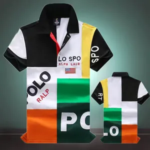 Erkek Polos T-Shirt Yaz Pamuk Kısa Kol Renkleri Engelleyen Avrupa ve Amerikan Spor Eğlence Moda Dış Ticaret Amerikan Tarzı S-6XL