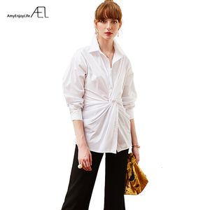 Etekler ael beyaz bluzlar çapraz tip gevşek bayanlar gömlekleri üst tembel gündelik femme gömlek yaz giyim kadınları 230325
