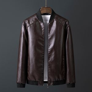 Men's Leather Faux Autumn and Winter Jacket Wild Youth Blazer PU Korean Slim Zipper Streetwear 8XL 230324