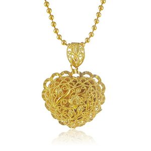 Kolye Kolyeleri Kadın Kolyesi 24K Altın Renk Kalp Çiçeği 2mm Boncuklar 18inchnecklaces Moda Mücevherleri Yüksek Kalite Toptan Bağımlı