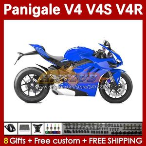 Motorcykelfabrik Blue All Fairings for Ducati Street Fighter Panigale V4S V4R V 4 V4 S R 18 19 20 Body 41no.64 V4-S V4-R 18-22 V-4S V-4R 2018 2019 2020 Injektion Mögel Kroppsarbete