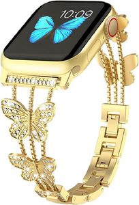 Luxuriöse Diamant-Uhrenarmbänder für Apple Watch-Armbänder 42/44/45/49 mm 38/40/41 mm Damen Bling Butterfly Metal iwatch Series Ultra 8 7 6 5 4 3 SE