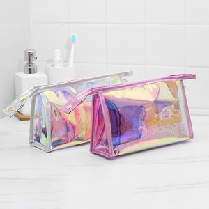 Cosmetic Bags Cases 1 Pc Pink Girl Transparent Cosmetic Bag PVC Clear Makeup Bag for Women Waterproof Zipper Beauty Case Travel Toiletry Bags 230324