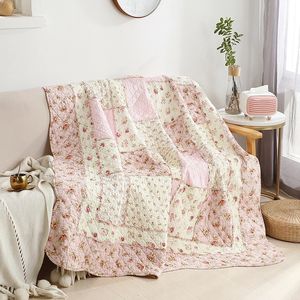 Mattress Pad Floral Print Cotton Quilt Bedspread on The Bed Applique Duvet Quilted Blanket European Coverlet Plaid Cubrecam Bed Cover Colcha 230324