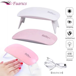 Nail Dryers 6W Mini Dryer Professional Lamp White Pink UV Led With USB Cable Portable Manicure Tools For Gel Based Polishes 230325