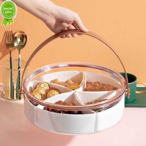 Nuovo Nuovo Portatile Caramella Biscotto Frutta Vassoio Portaoggetti Decorazioni per la casa Piatto porta spuntini con coperchio Impilabile Noci Porta torta da dessert