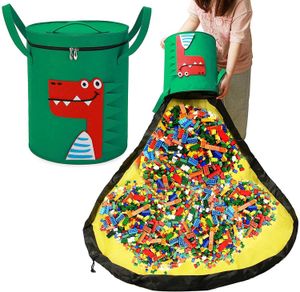 Storage Boxes Bins Quick Collapsible Toys Clean-up Storage With Play Mat for Kids Large Capacity Cartoon Felt Laundry Basket with Lid Toy Organizer P230324