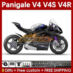 Motocyklowe owiewki dla Ducati Street Fighter Panigale V4S V4R V 4 V4 S R 18 19 20 Body 41no.49 V4-S V4-R 18-22 V-4S 2018 2019 2020 Forma Body Płaska Czarna Czarna