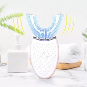 Newest Waterproof 360 Degree Ultrasonic Automatic Electric Toothbrush USB Charging U-Shaped White Teeth Oral Care Cleaning Toothbrush With Retail Box