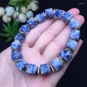 Strand natural Crystal Blue Line Stone Sugar Bracelet Cubos de quartzito Forma para mulheres jóias simples de fshion