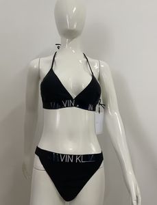 Frauen BHs Sets Marke Brief Stickerei Schwarz Sexy Bikini Set T-back Unterwäsche Bademode Strand