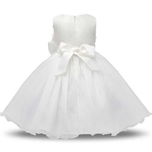 Girl's Dresses White Lace Flower Girls Wedding Formal Ceremonies Ball Gown Kids Clothing Little Girl Birthday Christening Vestido