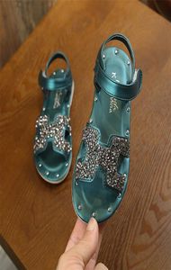 Summer Kids Sandals Girls Princess Sweet Chic rhinestones Soft Children Beach Shoes For Toddlers Big Girl Size 21 36 2205255235823