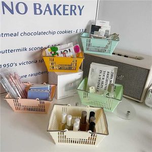 Storage Boxes Bins Plastic Storage Basket Desktop Storage Basket Cosmetic Organizer Toys Sundries Storage Box Portable Bath Basket with Handle P230324