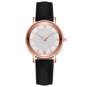 HBP Women Casualne zegarek na rękę czarny skórzany pasek Slim Dial Quartz Ruch Business Watch Designer Watches