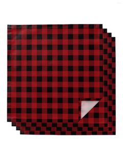 Table Napkin 4pcs Pastoral Style Black And Red Plaid Square 50cm Wedding Decoration Cloth Kitchen Dinner Serving Napkins