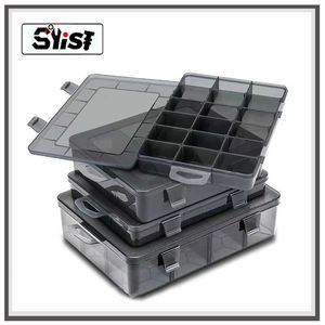 Storage Boxes Bins Adjustable 9-24 Grids Compartment Plastic Storage Box Jewelry Bead Screw Tool Holder Case Black Transparent Organizer Container P230324