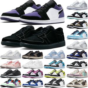 Jumpman 1 Low Basketball Shoes 1s Men Black Phantom UNC Wolf Gray White Camo Toe Court Purple Game Royal Trainers Sports Outdoor Sneakers Size 36-45