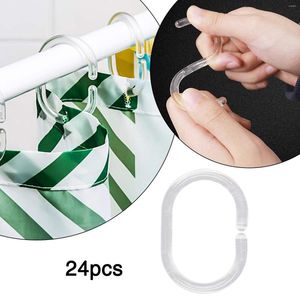 Conjunto de acessórios de banho 24pcs Corte de chuveiro plástico ganchos de anéis para haste de janela Banheiro