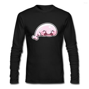 メンズTシャツkawaiiかわいいブロブフィッシュアクアティックアニマルシーブラックTシャツストリートウェアホンブルヒップスターメンズ長袖プレコットンTシャツ