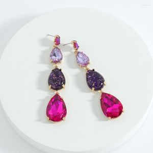 Dangle Earrings Luxury Bridal Women Wedding Party Fuchsia Jewelry Drop Fancy Long Earingギフト