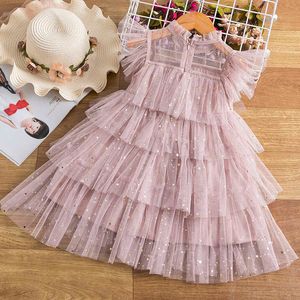 Girl's Dresses Kids Dress For Girls Princess Mesh Sequin Ball Gown Children Summer Ruffles Elegant Party Wedding Bridesmaid Clothes