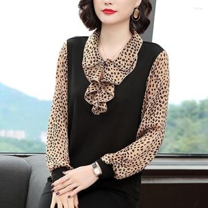 Women's Blouses Oversizes 5XL 6XL Fashion Women Shirts Ruffles Collar Dot Long-Sleeved Elegant Office Lady Pulls Outwear Tops