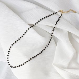Charking Black Small Round Bead Colar para mulheres Ajuste a aço inoxidável Correla de jóias de jóias para MUJER